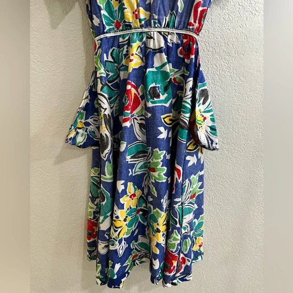 Vintage Melissa Lane Floral Dress 100% Cotton Multicolor Size 14 - Picture 7 of 12